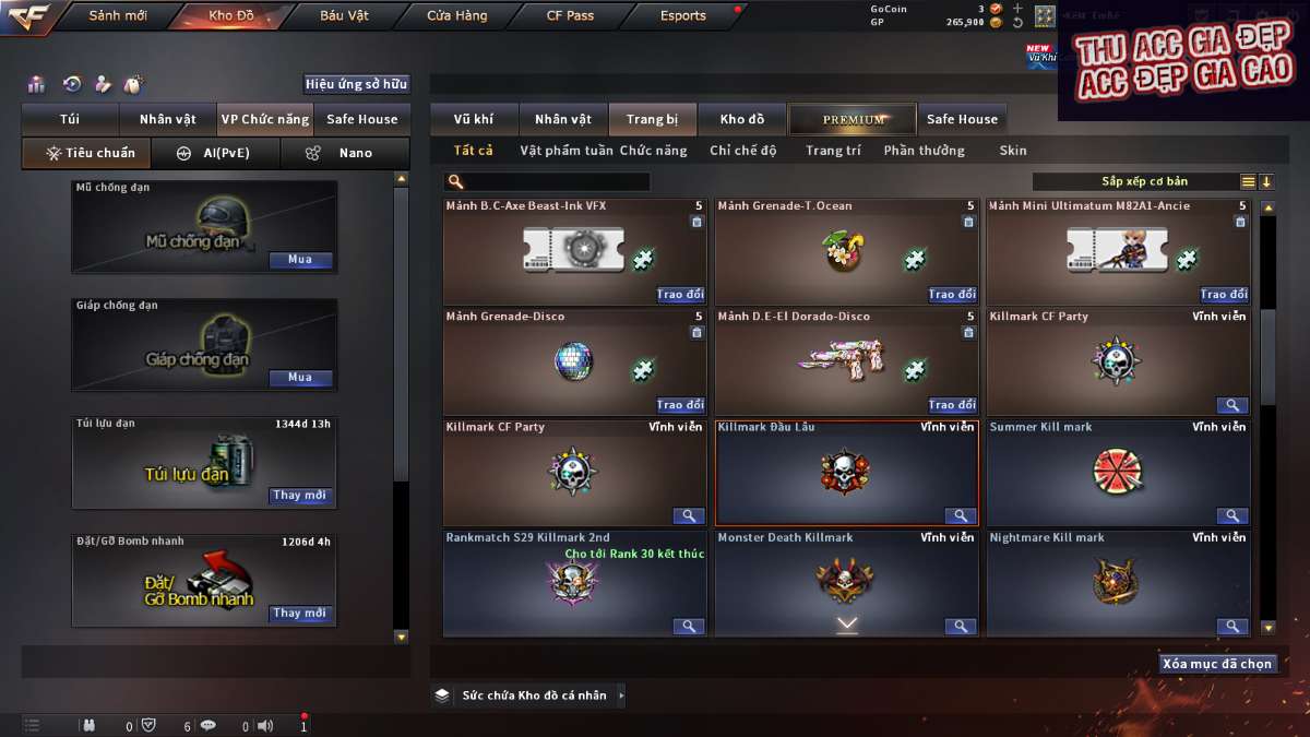 shop acc cf uy tin gia re